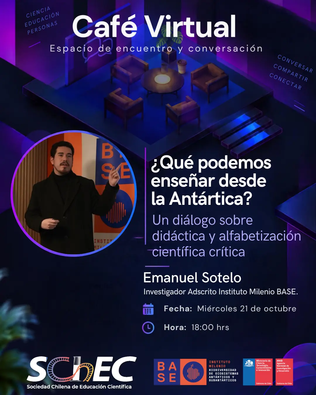 Retrato de Emanuel Sotelo, presentado sin retoques en su afiche del evento