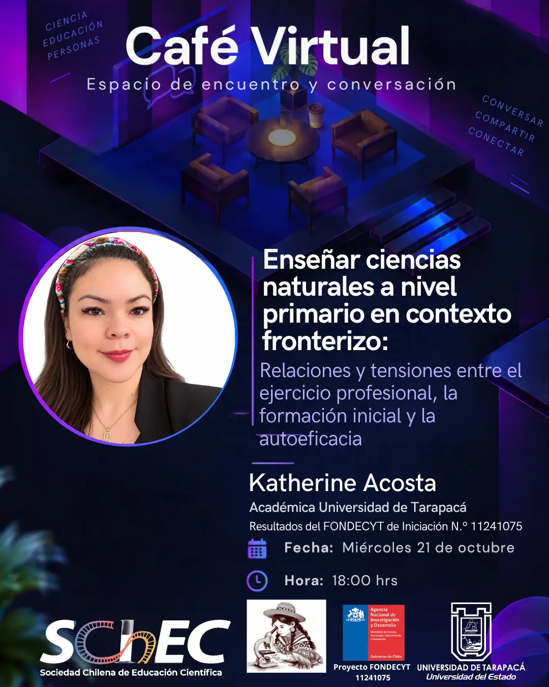 Retrato de Katherine Acosta, presentado sin retoques en su afiche del evento